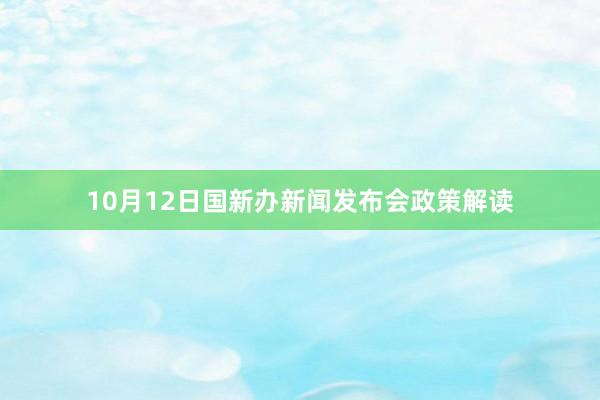 10月12日国新办新闻发布会政策解读