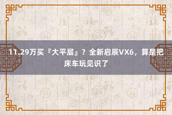 11.29万买『大平层』？全新启辰VX6，算是把床车玩见识了