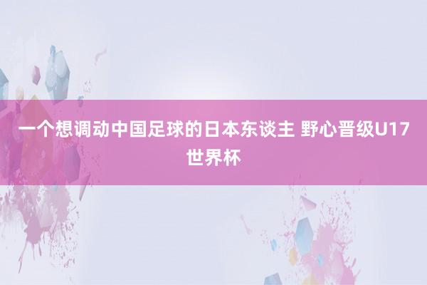 一个想调动中国足球的日本东谈主 野心晋级U17世界杯